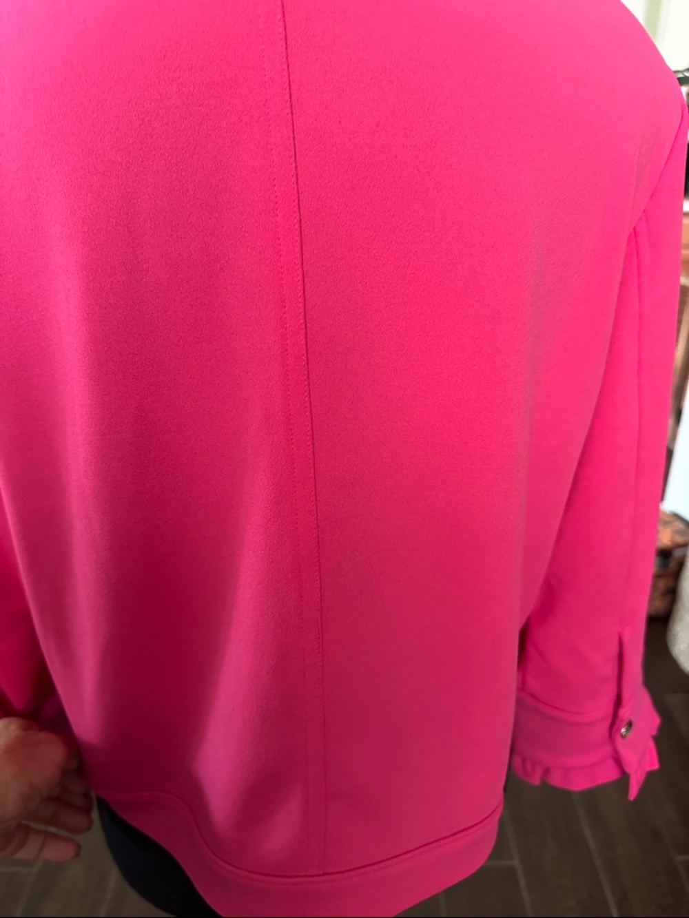 Christian Siriano Bright Pink Ruffle-Trim Blazer Jacket - Picture 3 of 5